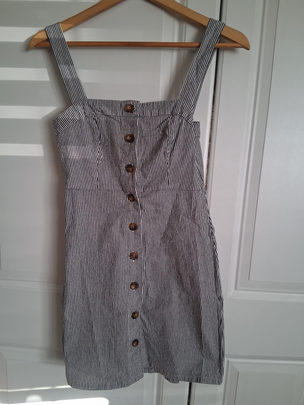 Hollister Black and White Striped Button-Front Mini Dress